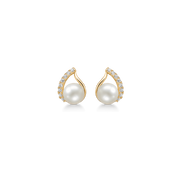 Støvring Design 14kt Guld Ørestik med Ferskvandsperle og Zirkonia 70242867