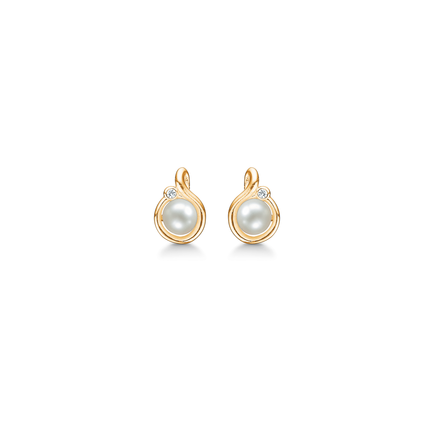 Støvring Design 14kt Guld Ørestik med Hvid Ferskvandsperle og Zirkonia 70242884