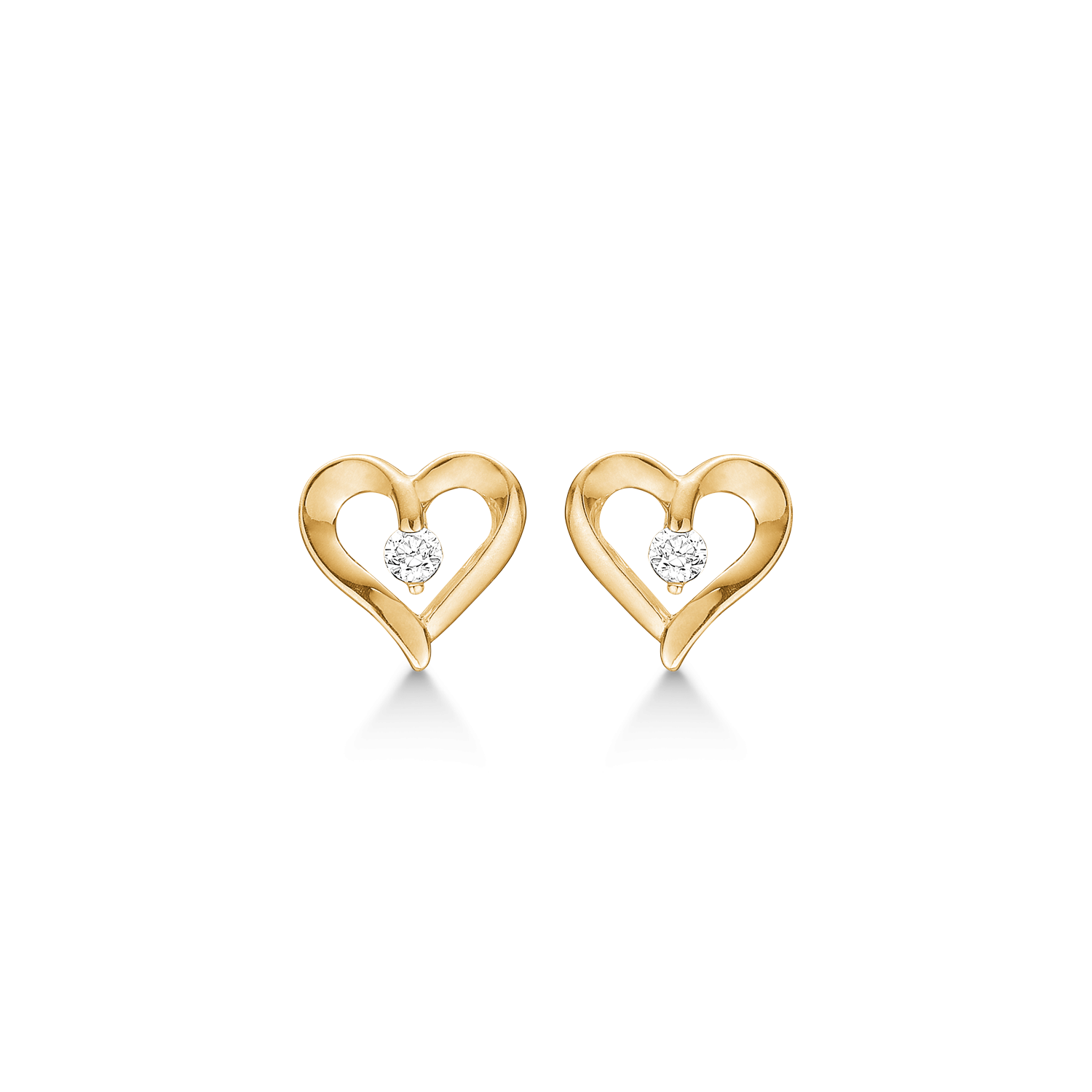 Støvring Design 14kt Guld Hjerte Ørestik med Zirkonia 70242993