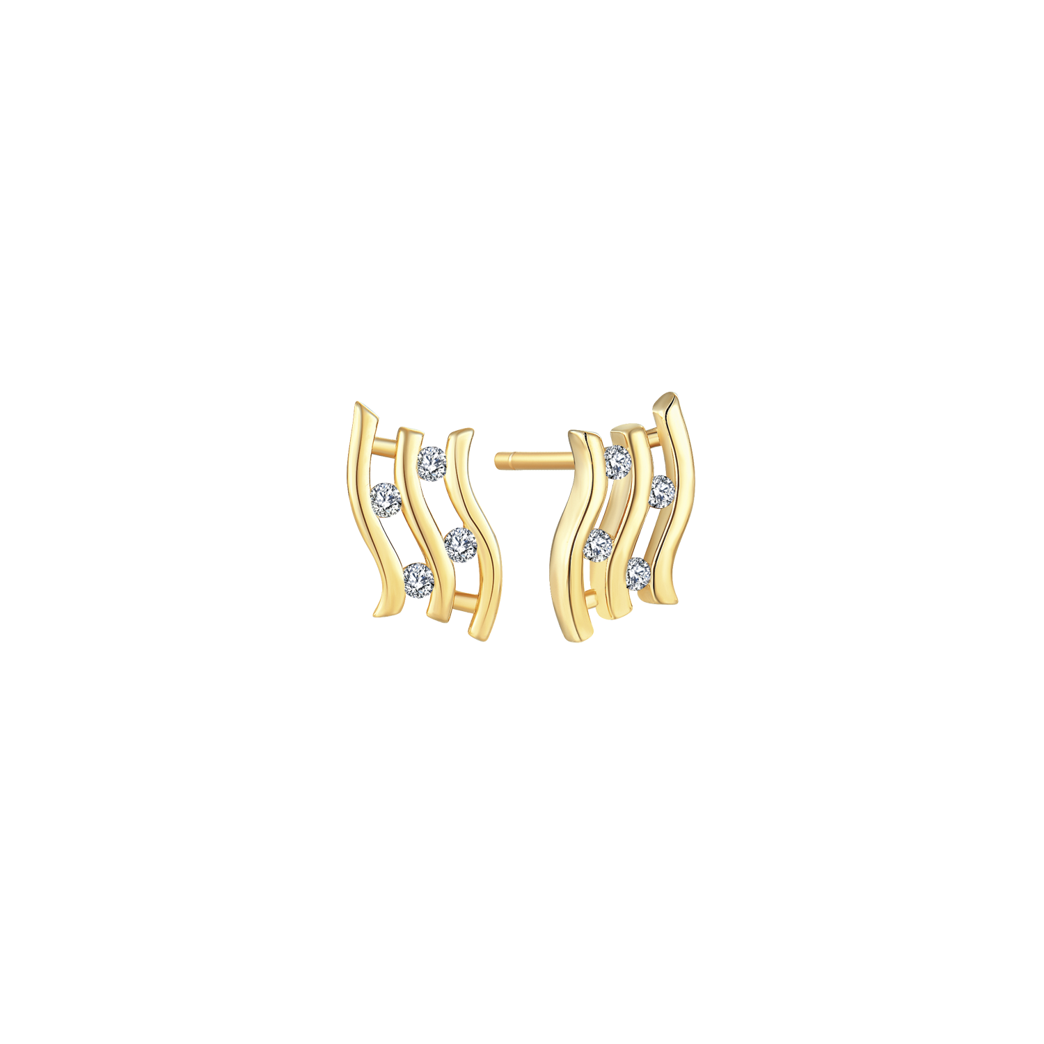 Støvring Design 14kt Bølget Ørestik med Zirkonia 70251017