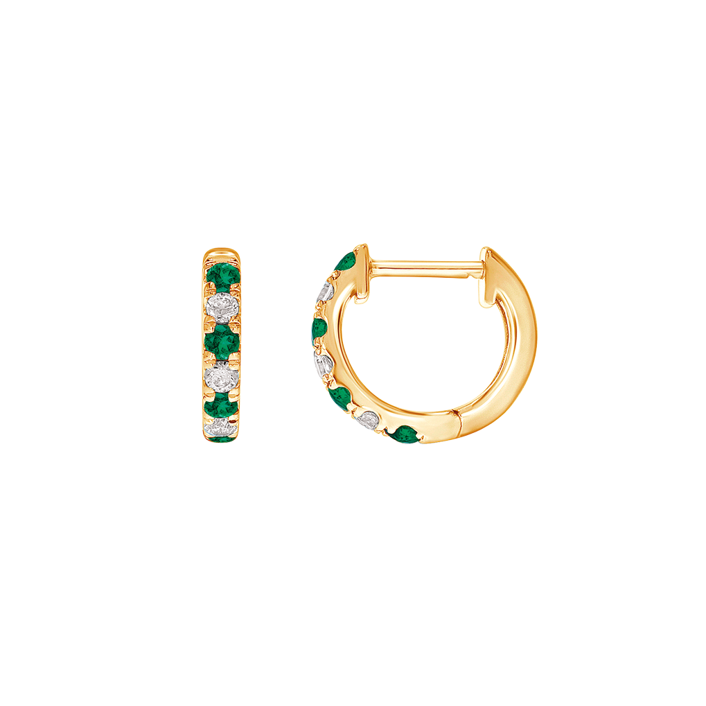 Støvring Design 14kt Guld Creol med Smaragder og Diamanter 13mm 70257023