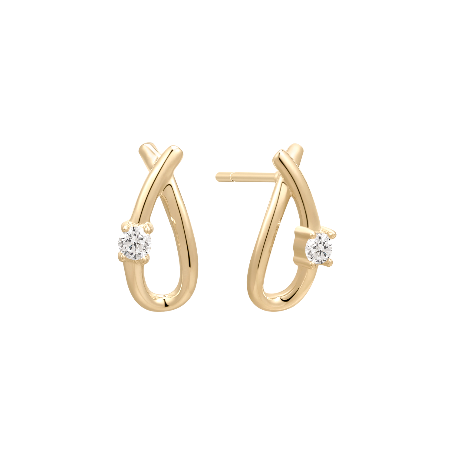 Støvring Design Twisted dråbe ørestik i 14kt Guld med Zirkonia 70342918