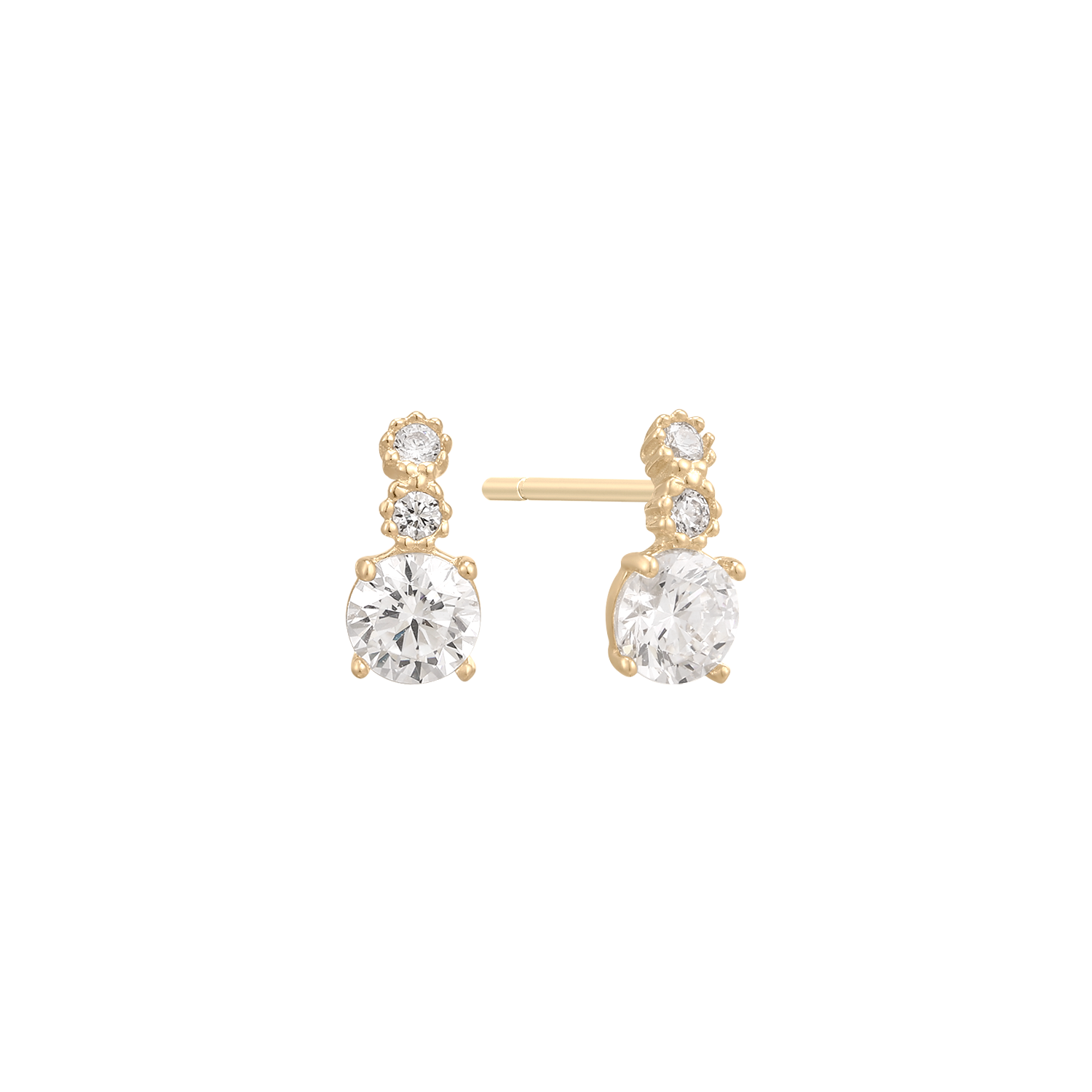 Støvring Design 14kt Guld Ørestik med 3 Zirkonia 70342921