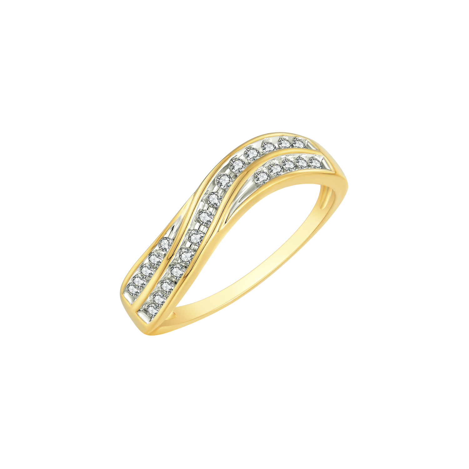Støvring Design 14kt Guld Ring Flettet med Zirkonia 72205989