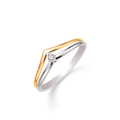 Støvring Design 14kt Guld og Hvidgulds Ring med Diamant 72232020