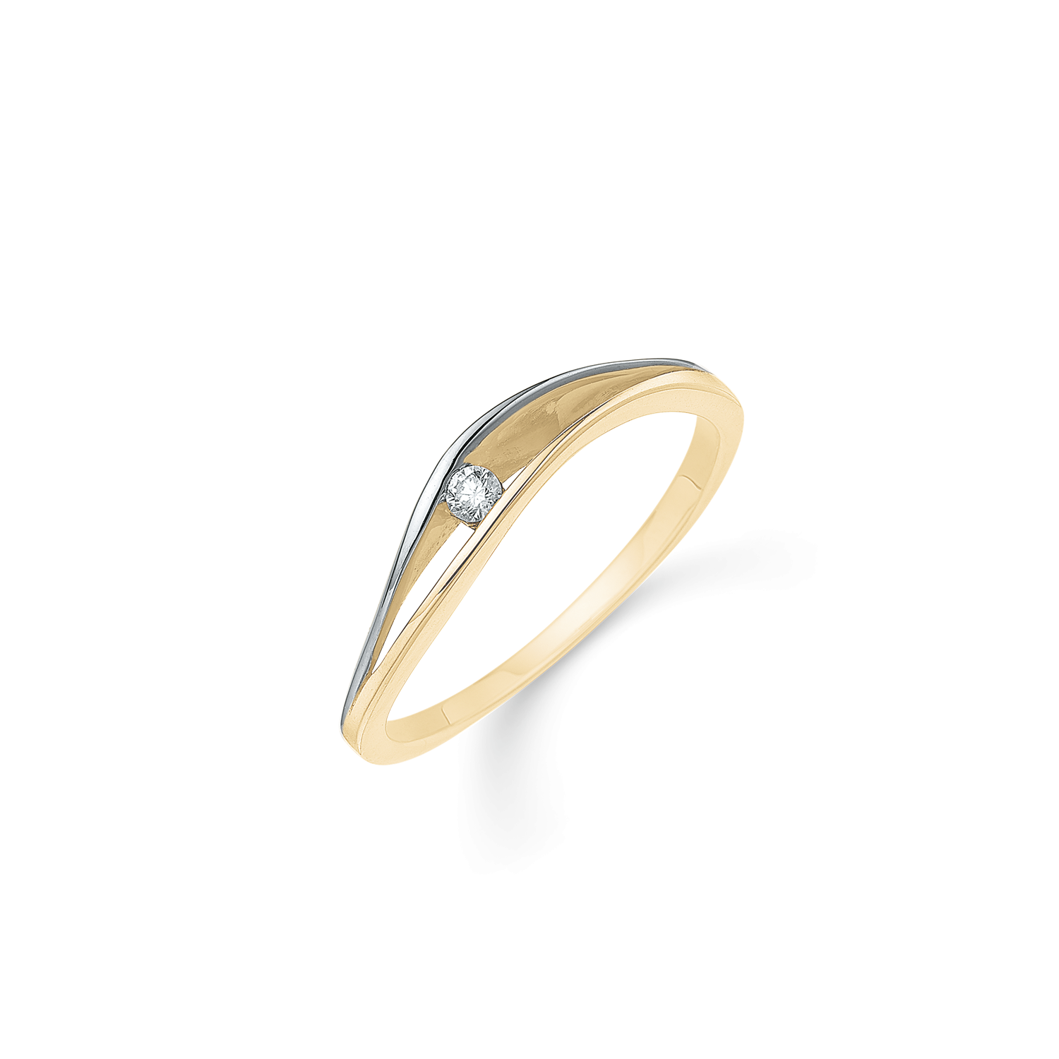 Støvring Design 14kt Guld og hvidgulds Ring med Diamant 72245009