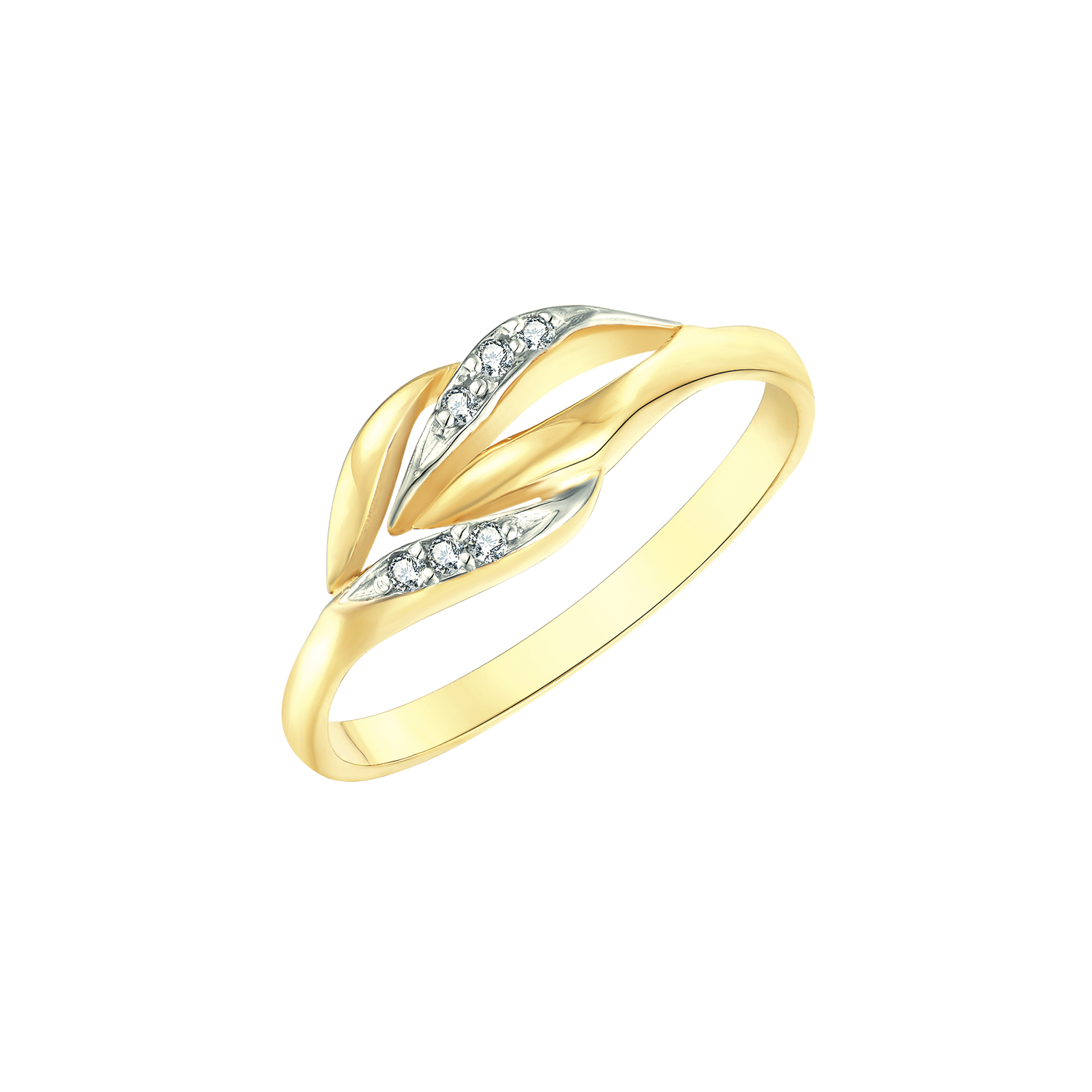 Støvring Design 14kt guld ring dobbelt blade med zirkonia 72251960
