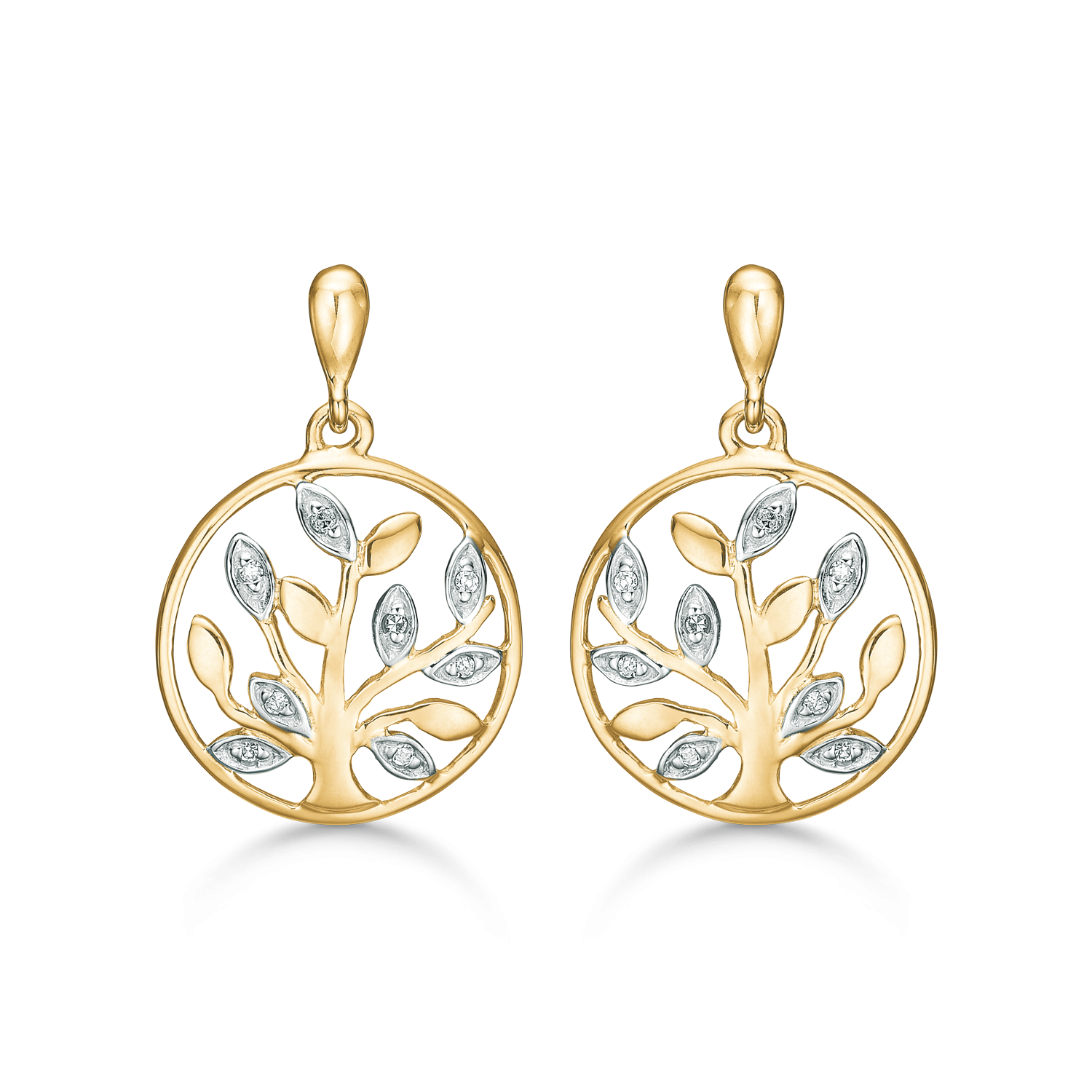 Støvring Design 14kt Guld Livets træ Ørehæng med Brillanter 73205044