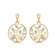 Støvring Design 14kt Guld Livets træ Ørehæng med Brillanter 73205044