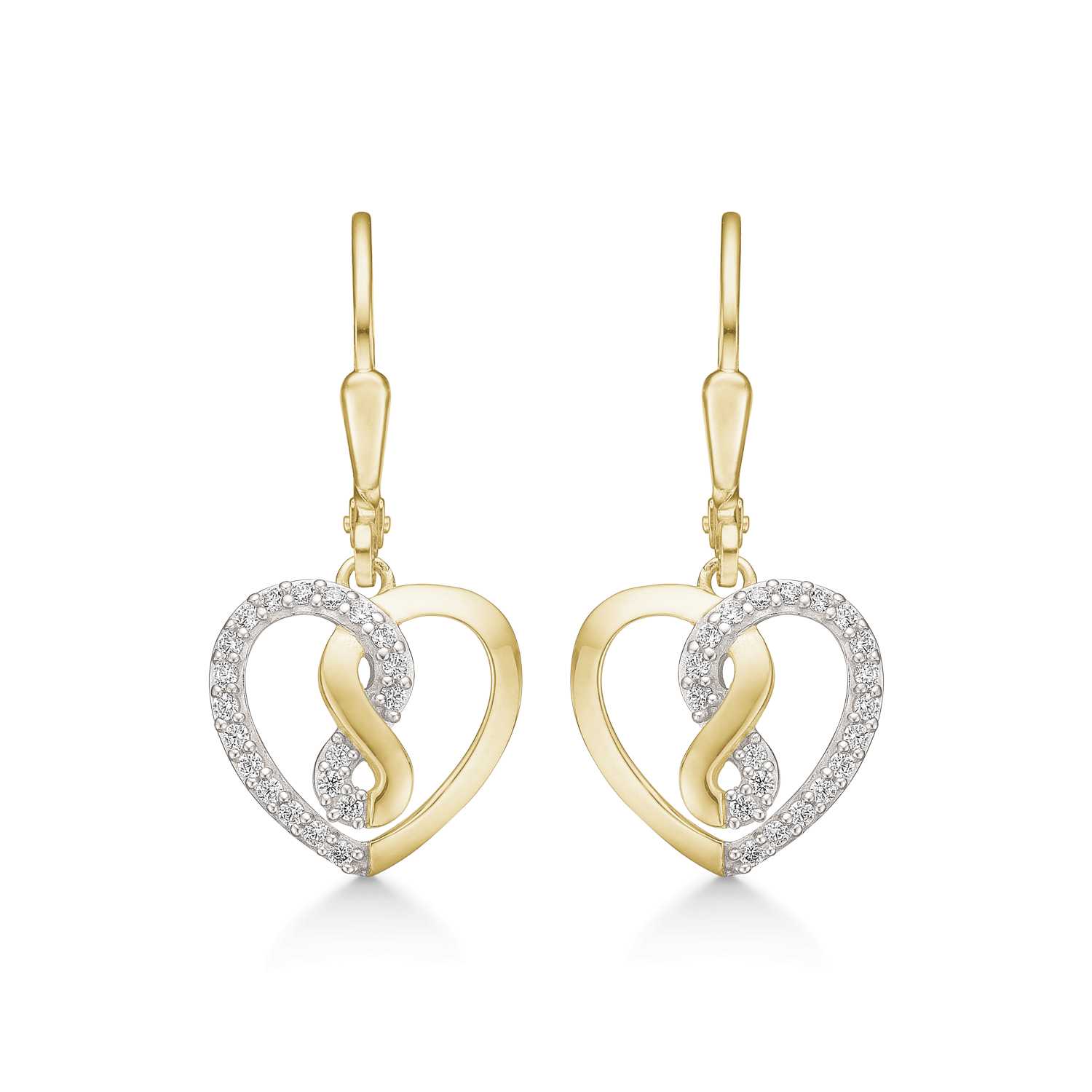 Støvring Design 14kt Guld Hjerte Ørehæng med Zirkonia 73237049