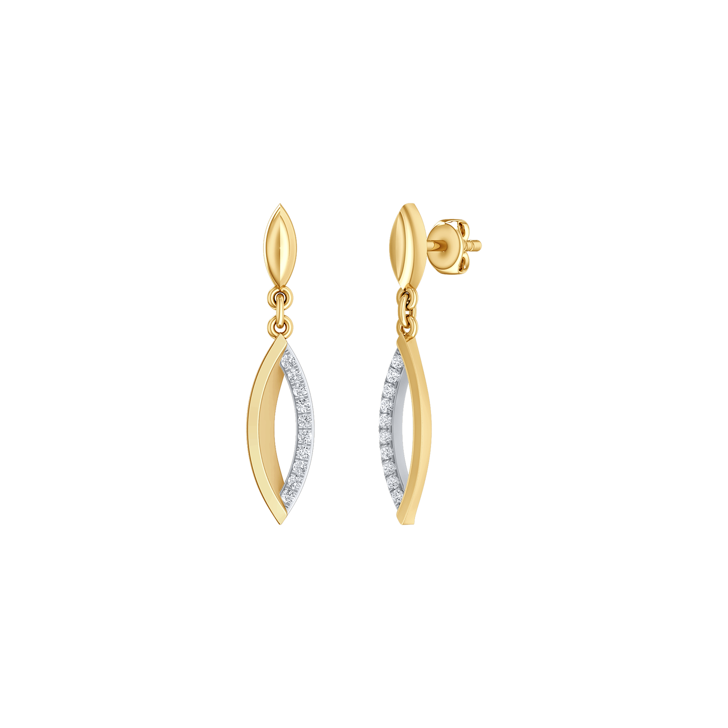 Støvring Design 14kt Guld Ørehæng Oval øje med 0,10ct brillanter 73257008