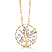 Støvring Design 14kt Guld og Hvidguld Vedhæng med Diamanter i Forgyldt Kæde 76205044