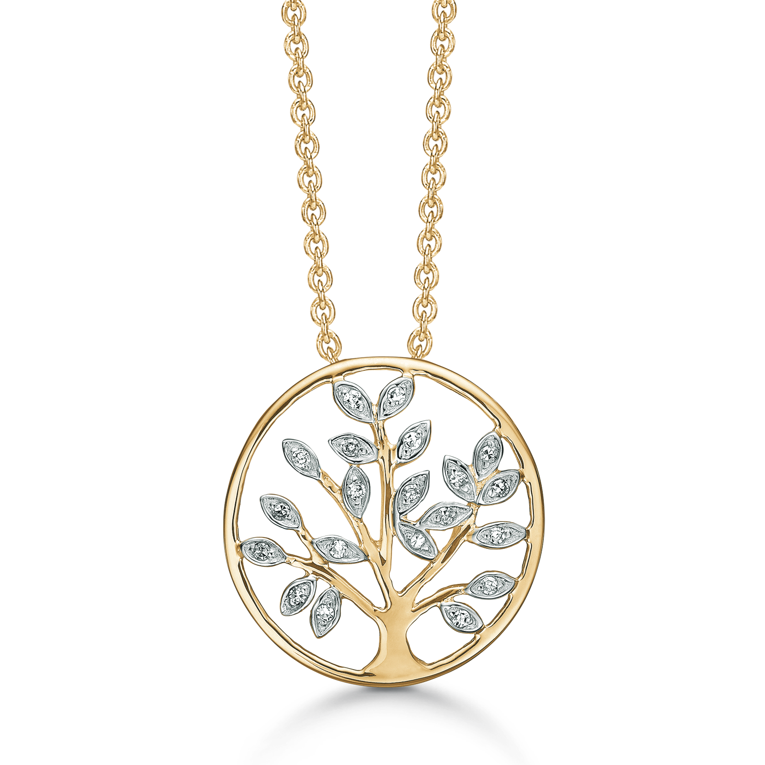 Støvring Design 14kt Livets Træ Vedhæng med Diamanter på Forgyldt Kæde 76205044
