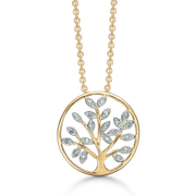 Støvring Design 14kt Livets Træ Vedhæng med Diamanter på Forgyldt Kæde 76205044