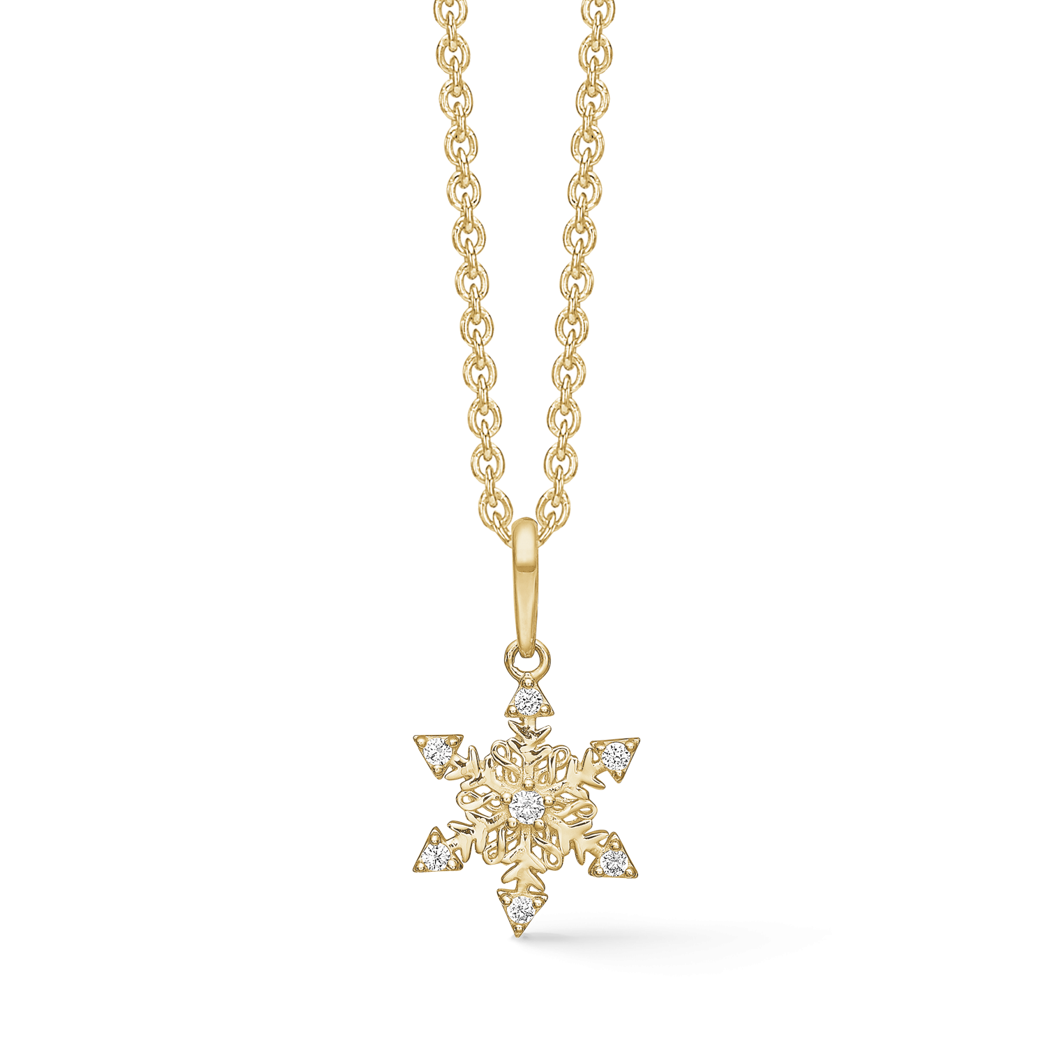 Støvring Design 14kt Guld Snefnug Vedhæng med Zirkonia 76242065