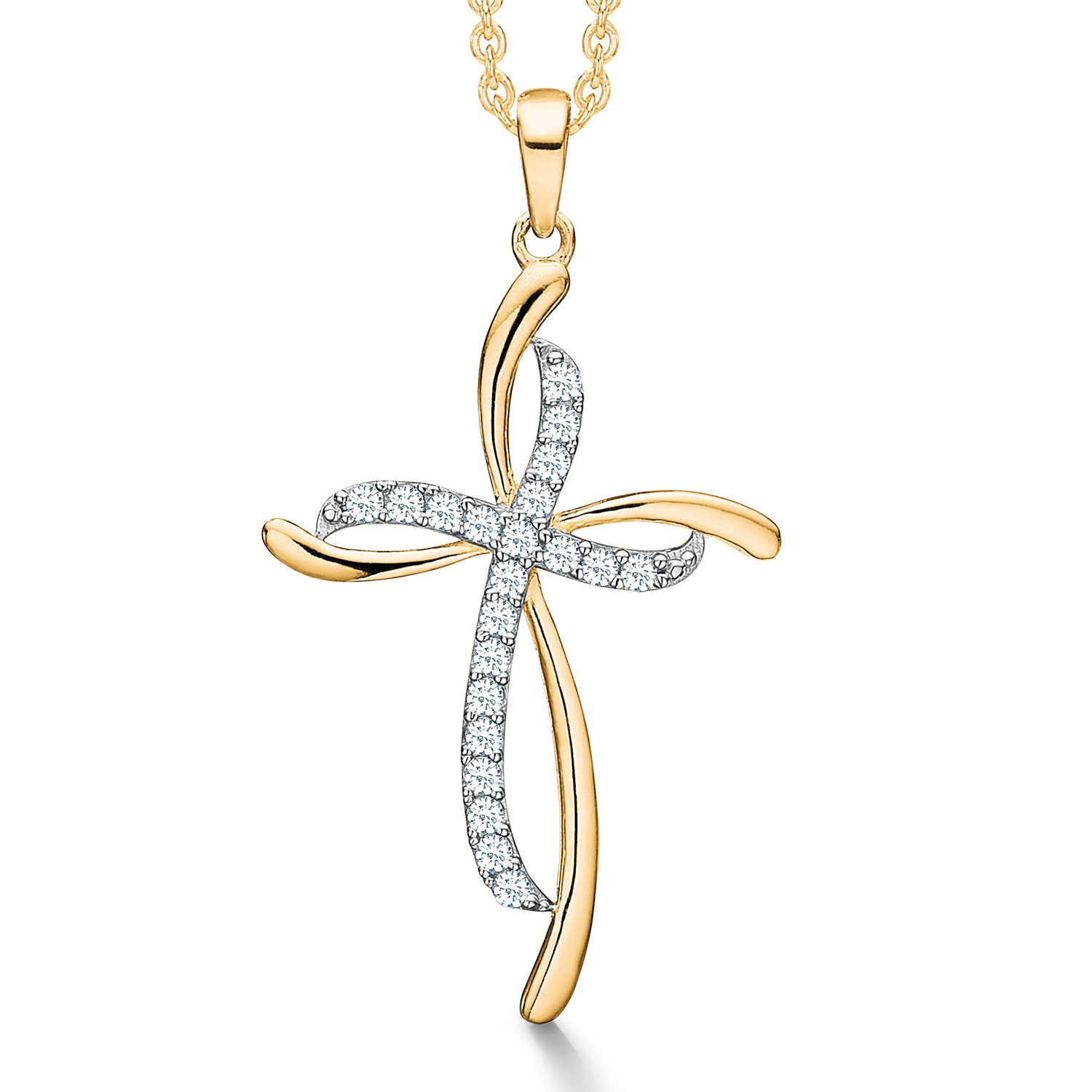 Støvring Design 14kt Guld Kors Vedhæng med Zirkonia 76242986