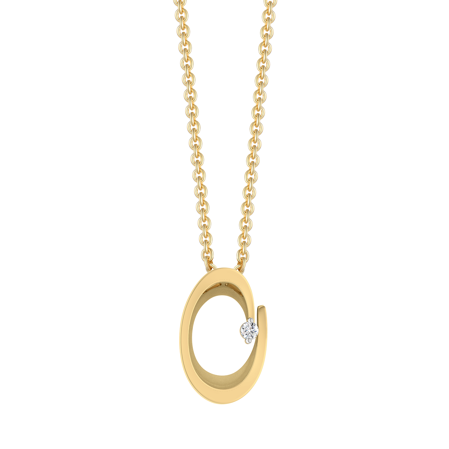 Støvring Design 14kt Guld Oval Vedhæng med 0,05ct Diamant 76257009