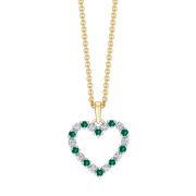 Støvring Design 14kt Guld Hjerte med Smaragder og Diamanter på forgyldt kæde 76257983