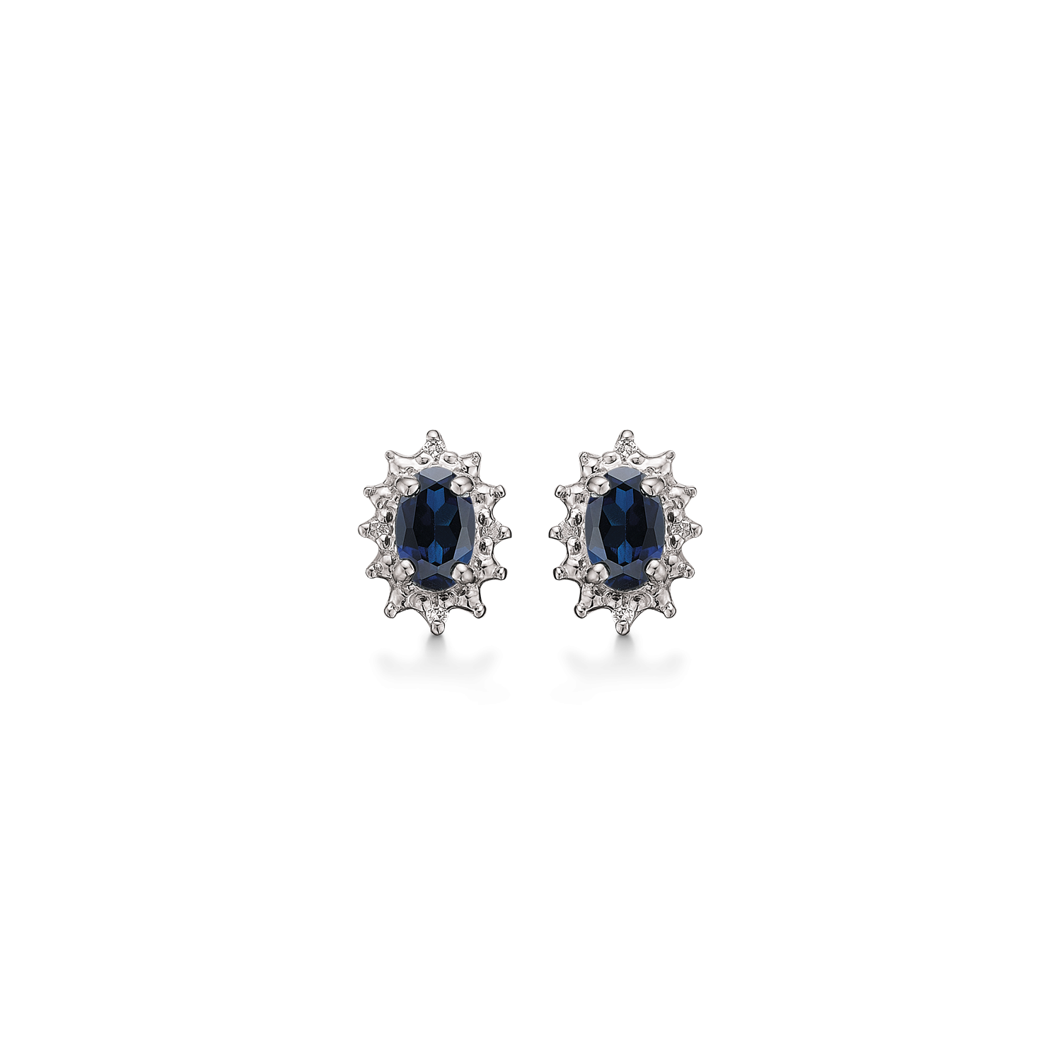 Støvring Design 14kt Hvidgulds Ørestikker med Blå Safir og Diamanter 80205042