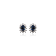 Støvring Design 14kt Hvidgulds Ørestikker med Blå Safir og Diamanter 80205042