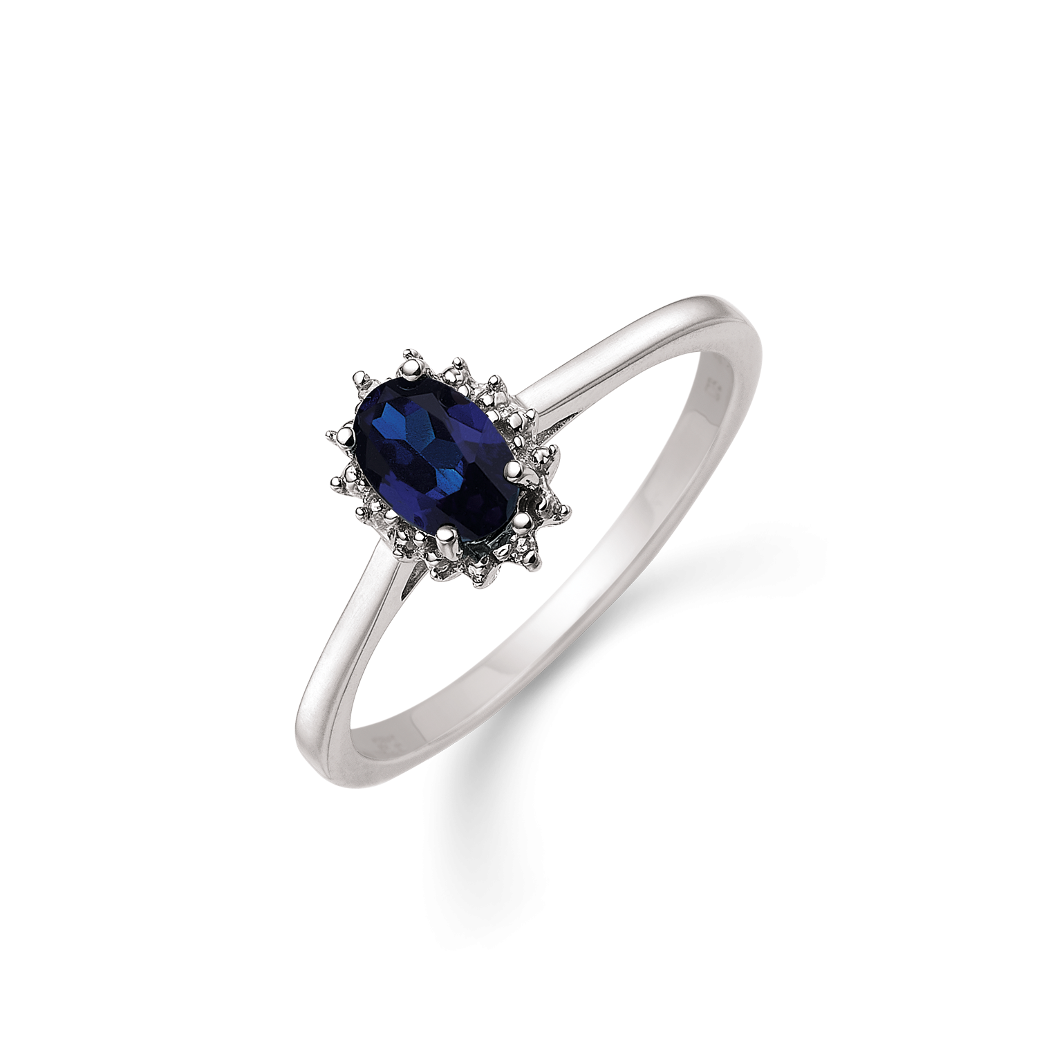 Støvring Design 14kt Hvidguld ring med blå Safir og Brillanter 82205042