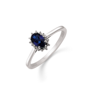 Støvring Design 14kt Hvidguld ring med blå Safir og Brillanter 82205042