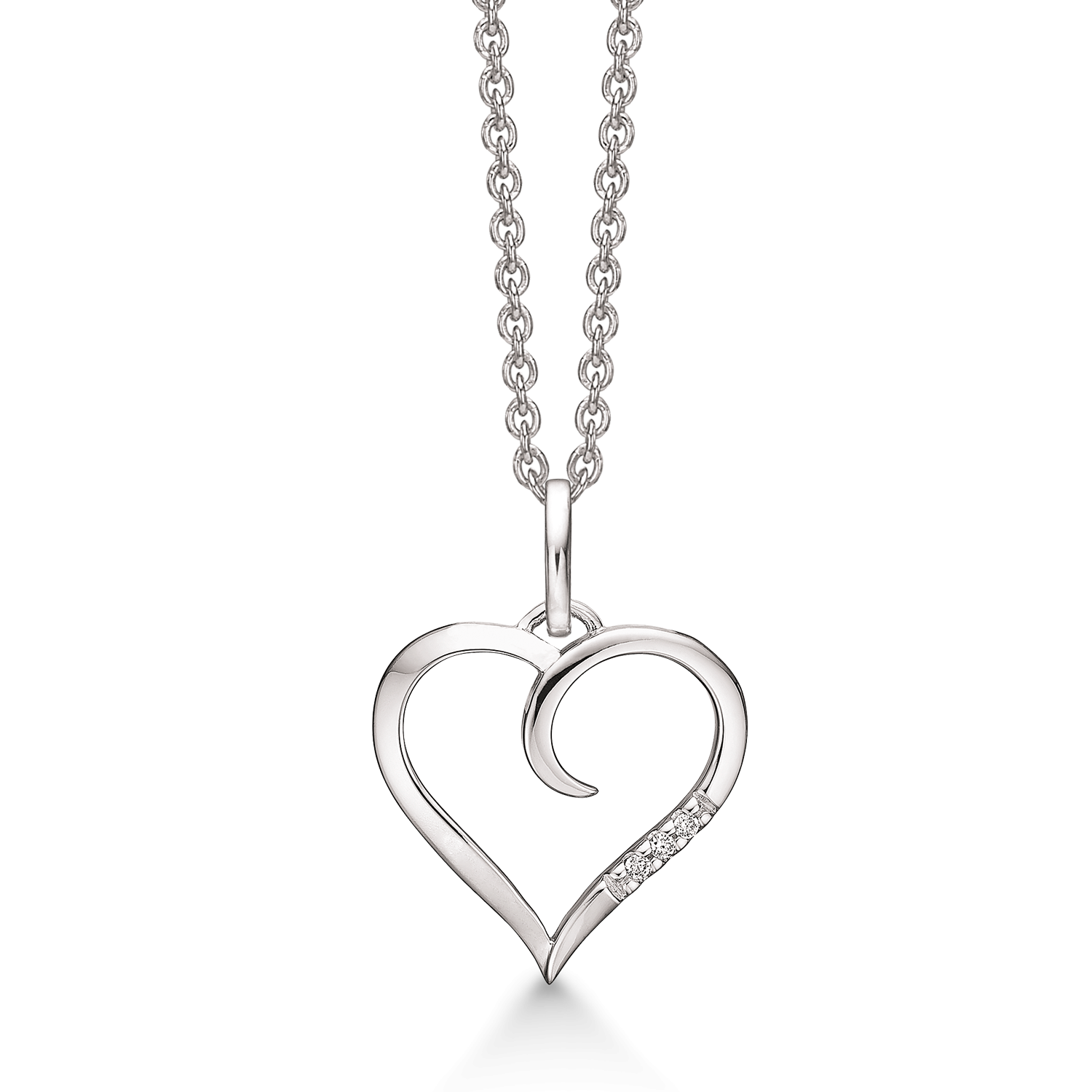 Støvring Design 14kt Hvidgulds Hjerte vedhæng med Brillanter 86232987