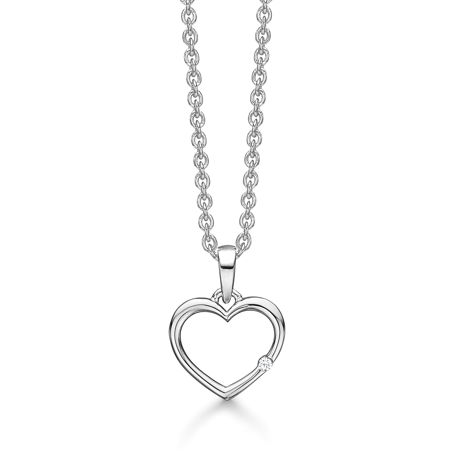 Støvring Design 14kt Hvidgulds Hjerte Vedhæng med Brillant 86232998