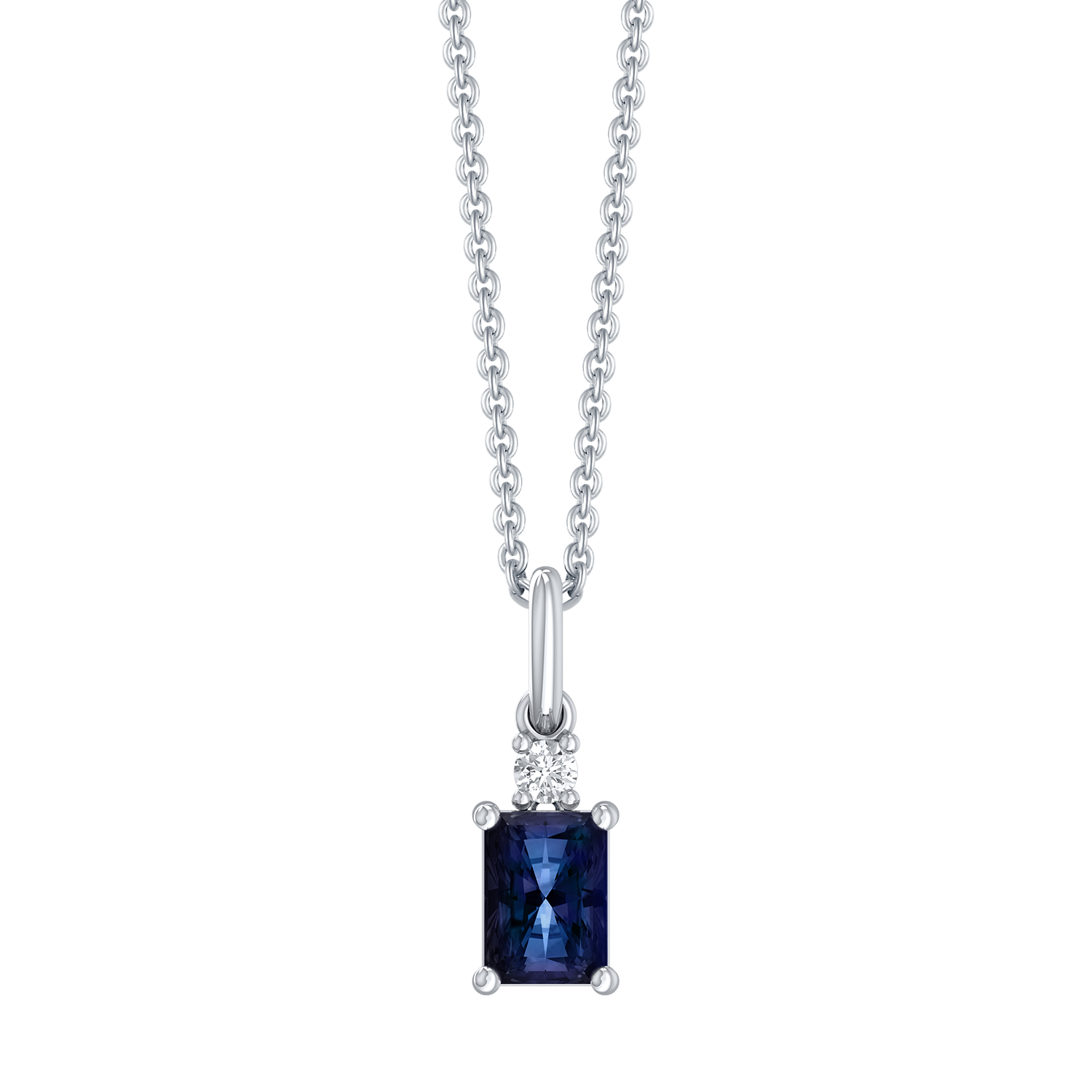 Støvring Design 14kt Hvidgulds Vedhæng med Tanzanit, 0,07ct brillanter på sølv kæde 86257007