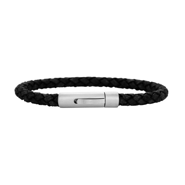 SON of NOA Sort Flettet Læderarmbånd i 19cm 80970089119