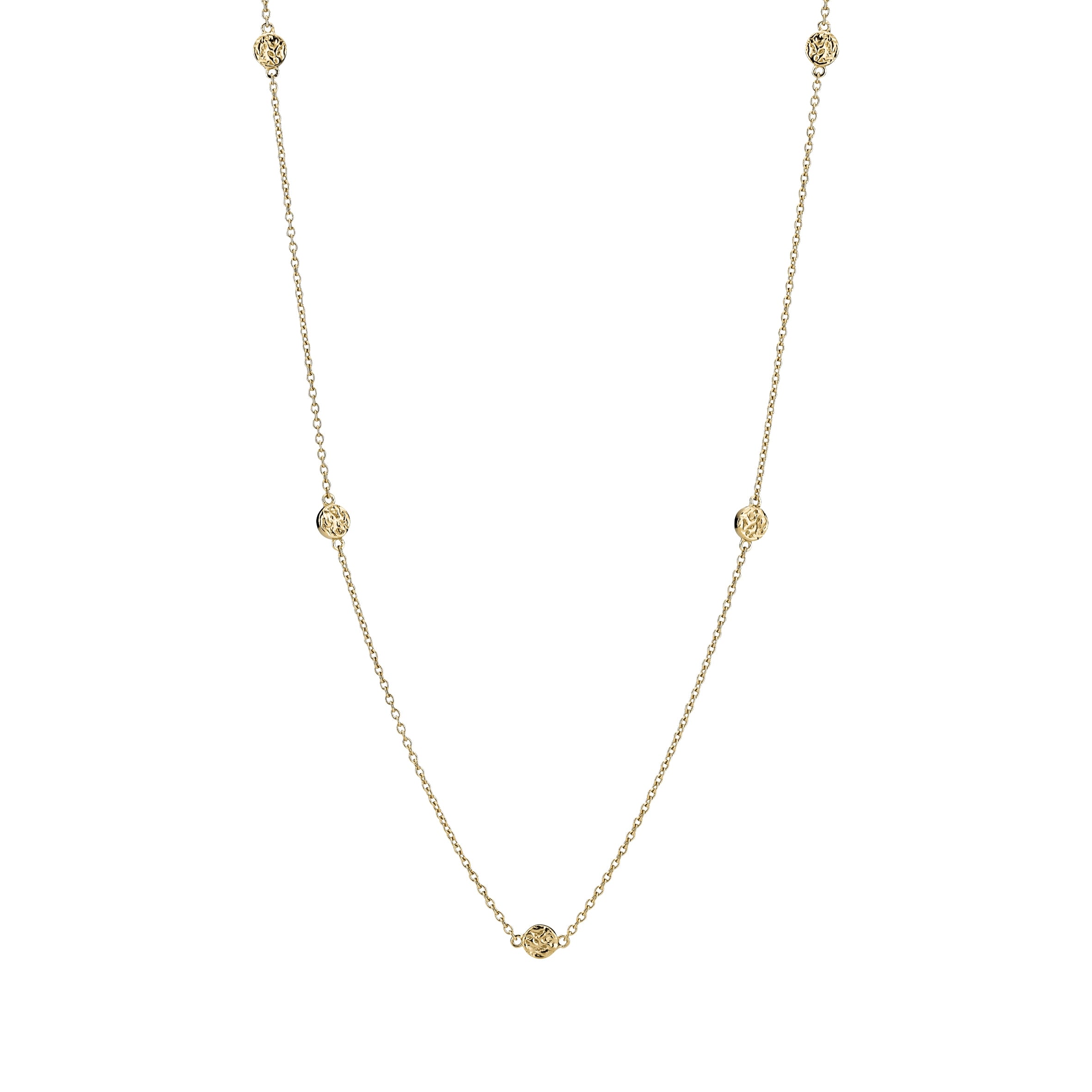 Lund Copenhagen Forgyldt Collier med Runde Rustikke Plader 9021238-F