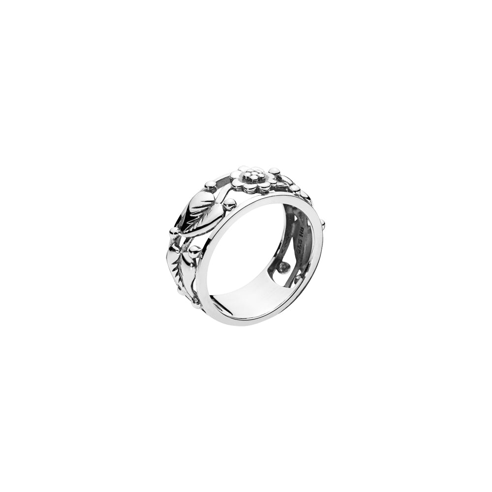 Lund Copenhagen Sølv Ring med Blomster og Blade 9071018-OX