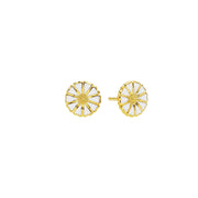 Lund Copenhagen 9mm Forgyldt Marguerit ørestik med hvid emalje 909009-4-M