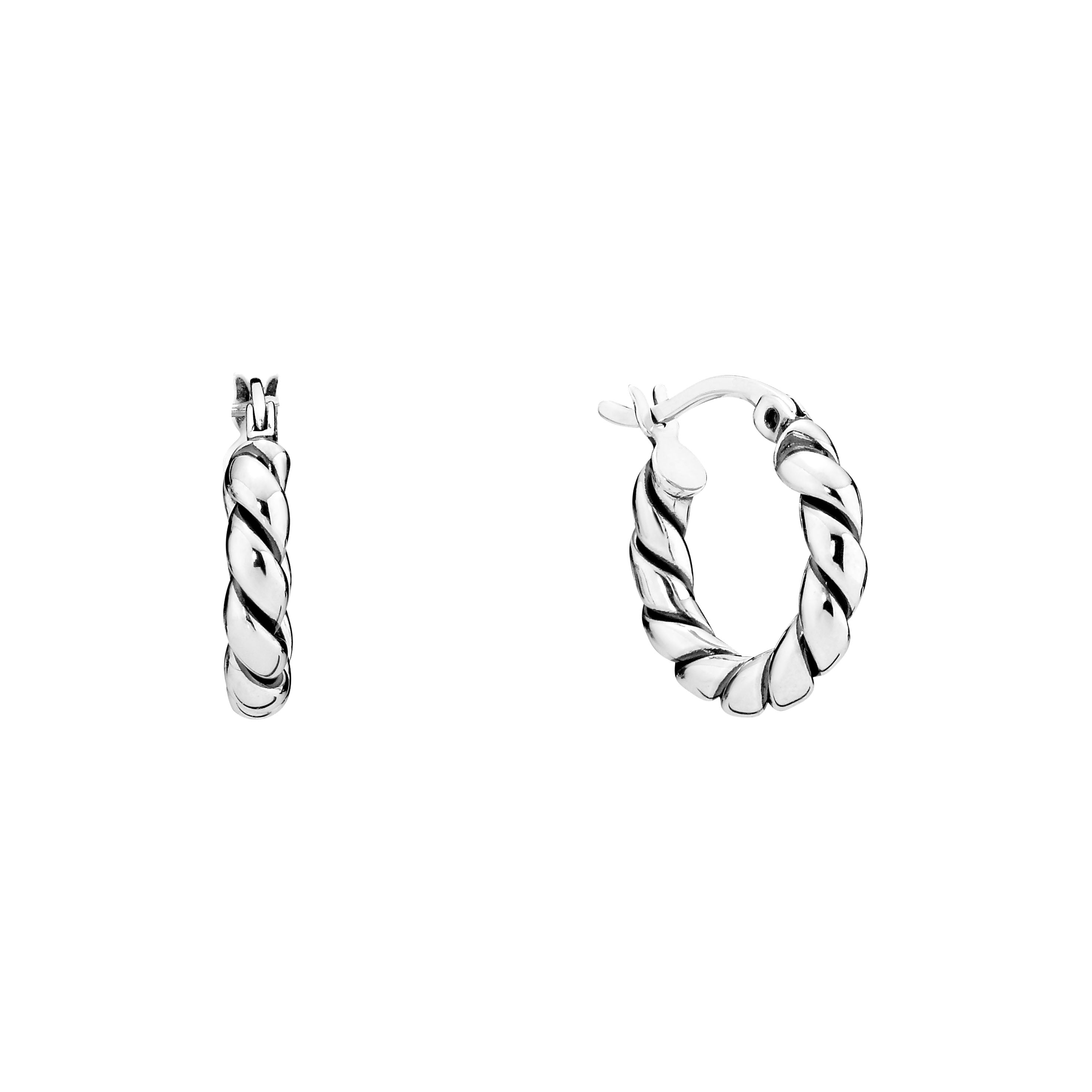 Lund Copenhagen Oxyderet Sølv 10mm Creol med Snoet Mønster 9091285