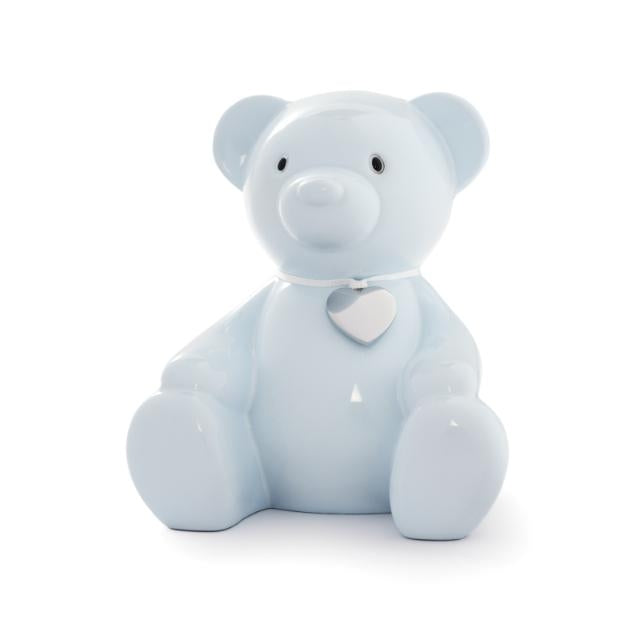 Lyseblå Bamse Sparebøsse med Graveringsplade 92015276193