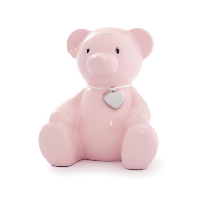 Lyserød Bamse Sparebøsse med Graveringsplade 92015276194