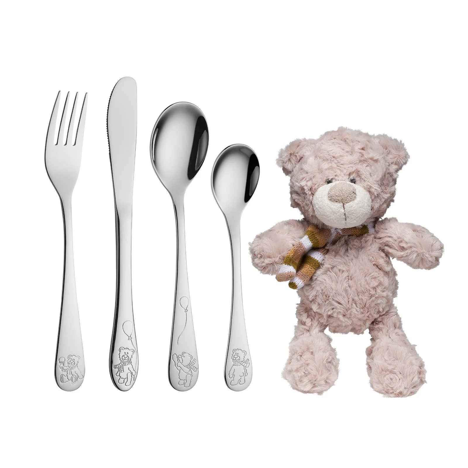 NOA Kids Børnebestik i stål med teddy motiv m. Bamse 93002527013