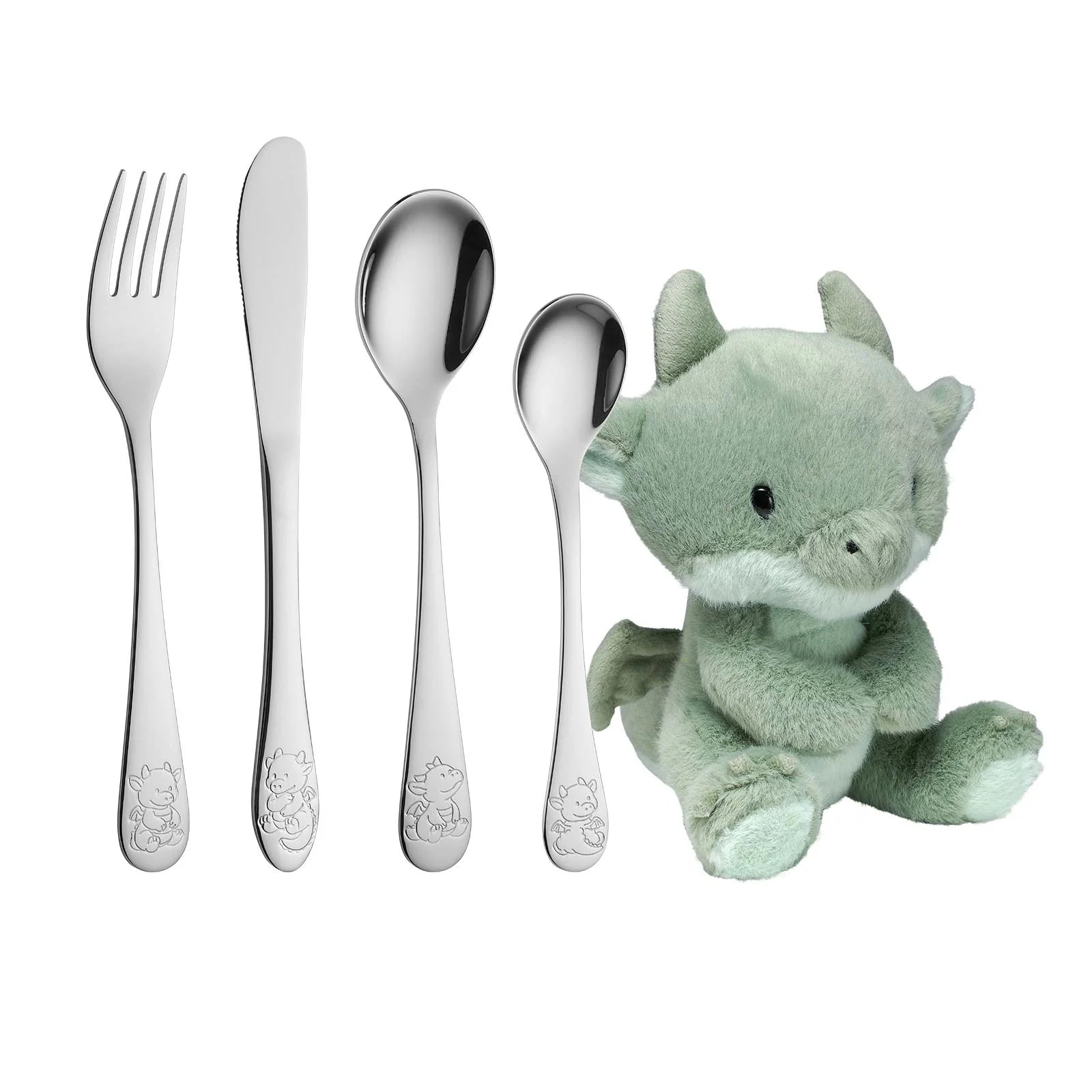 NOA Kids Børnebestik i stål med drage motiv m. bamse 93002527016