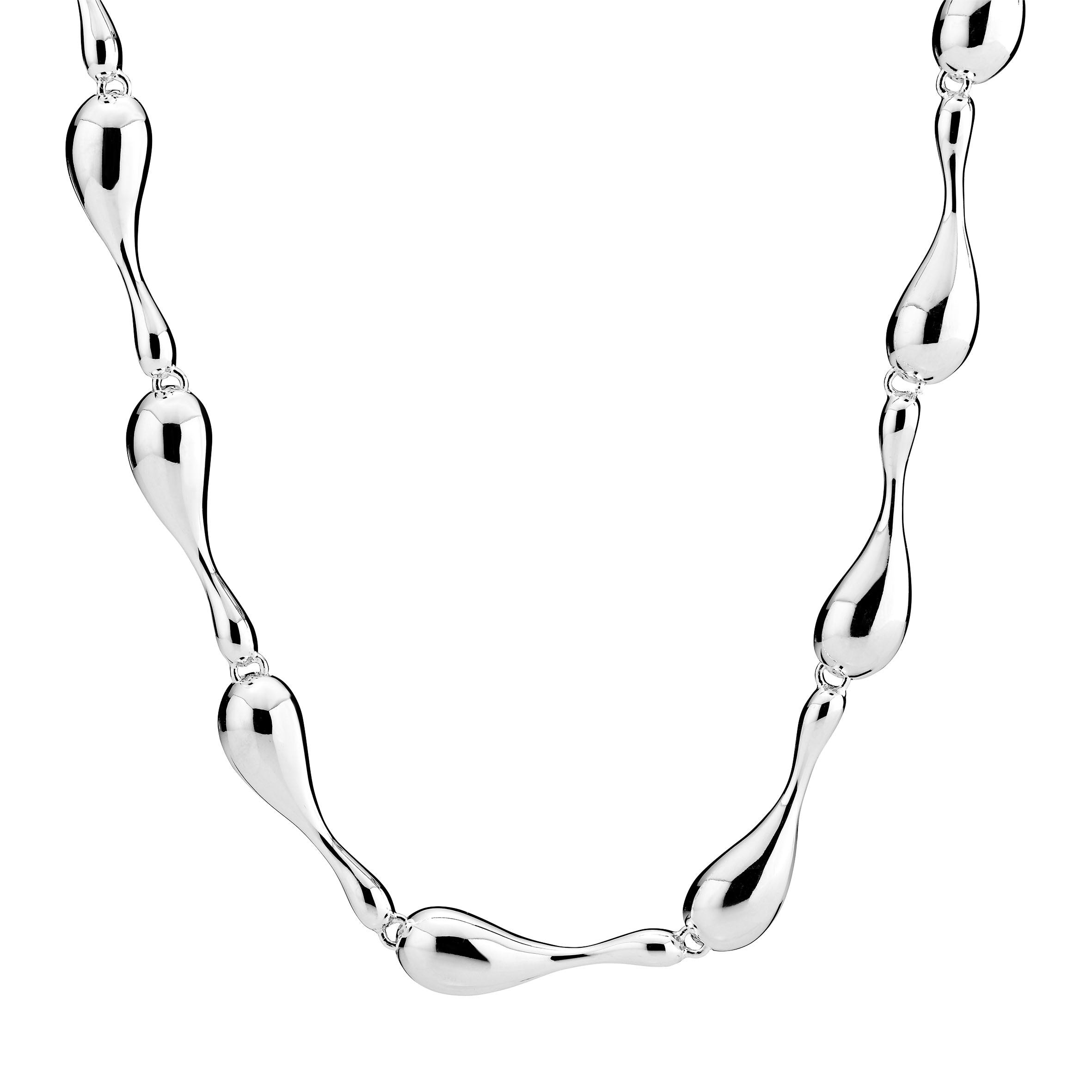 Lund Copenhagen Sølv Collier med Dråbeformet Led 9729945