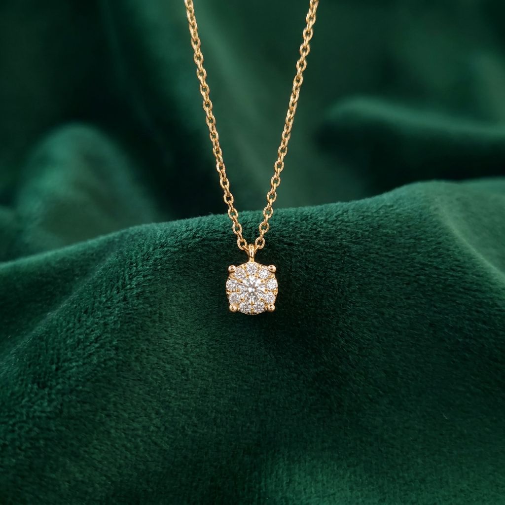 Bidstrup Design 18kt Guld Halskæde med i alt 0,10ct Brillanter