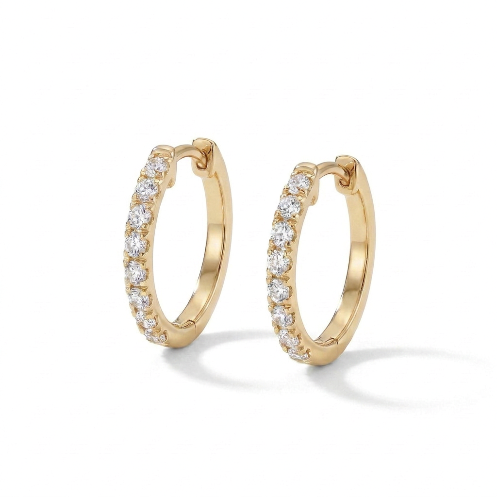 Bidstrup Design 18kt Guld Creol med i alt 0,23ct Brillanter Ø12mm