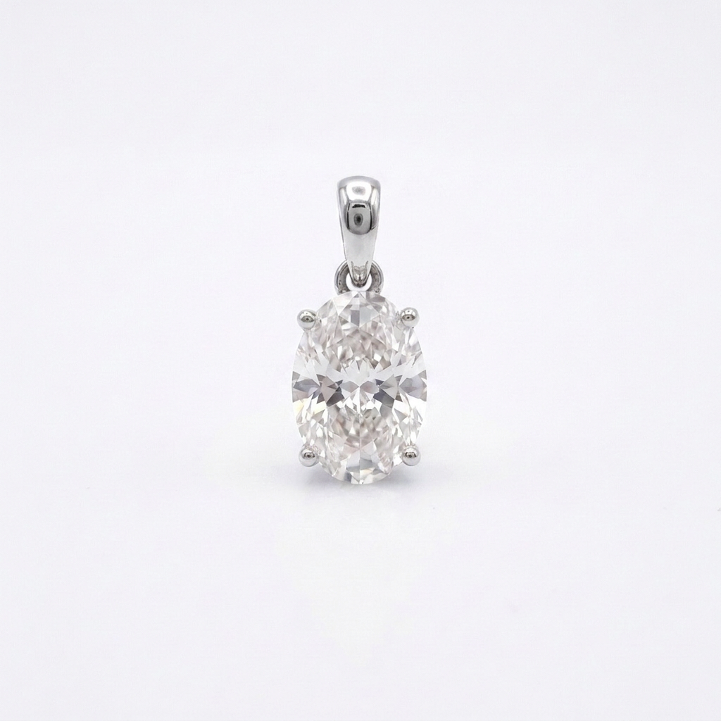 Bidstrup Design 14kt Hvidgulds vedhæng med 2,0ct Oval Lab-grown diamant