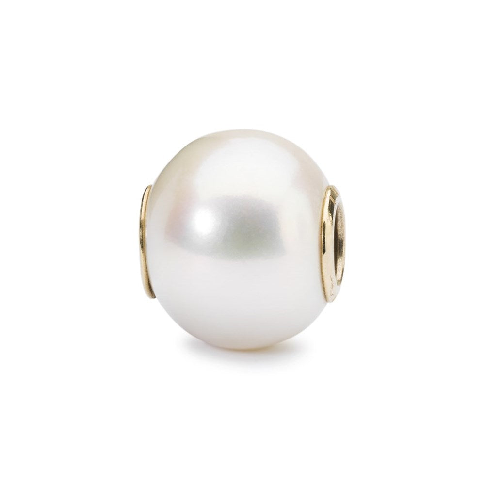 Trollbeads/Troldekugler Hvid perle med 18 karat guldkerne kugle TAGBE-00086