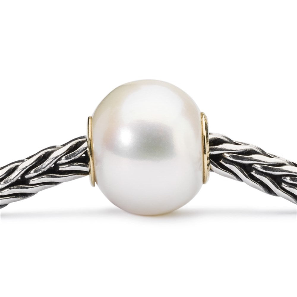 Trollbeads/Troldekugler Hvid perle med 18 karat guldkerne kugle TAGBE-00086