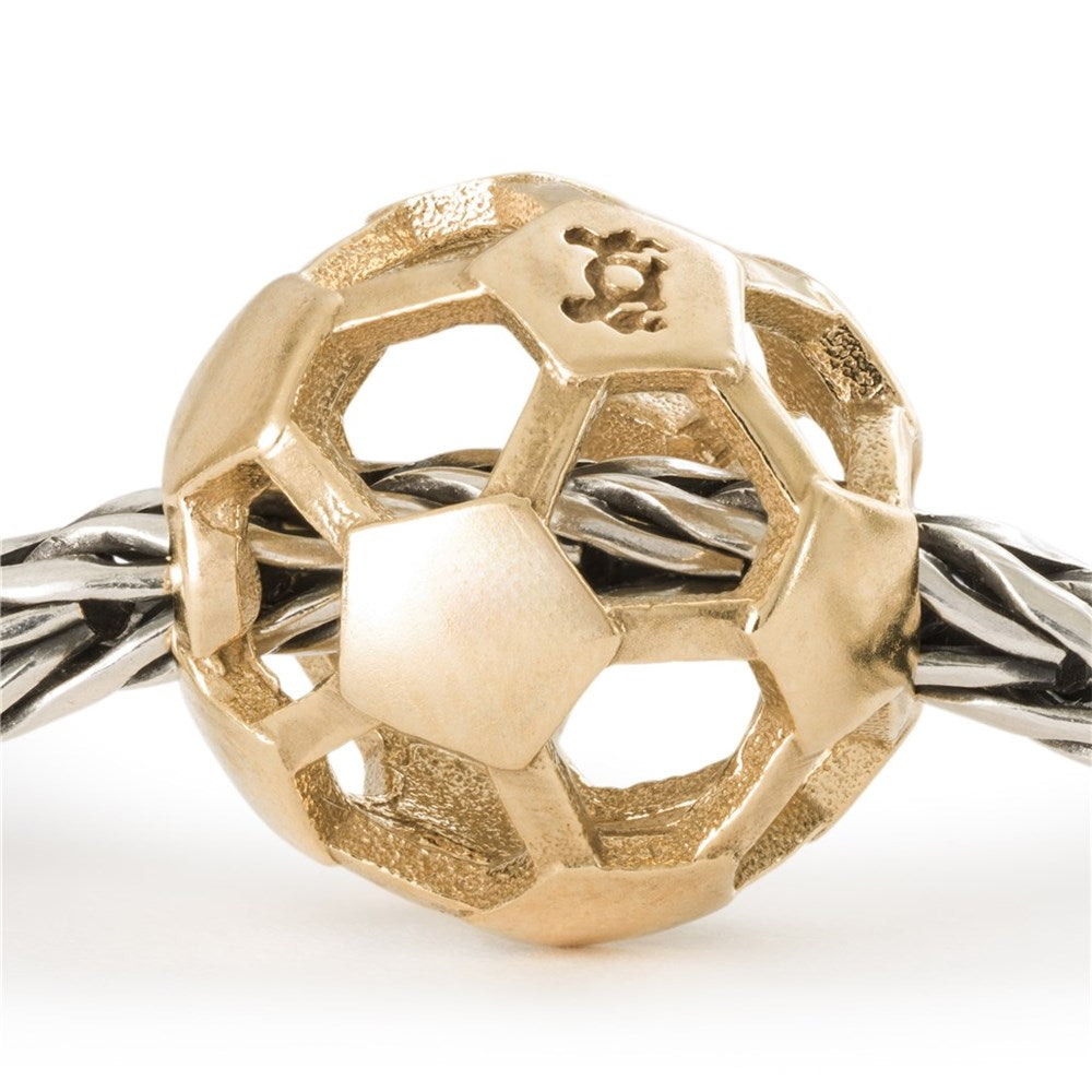 Trollbeads/Troldekugler Fodbold glæde, guld kugle