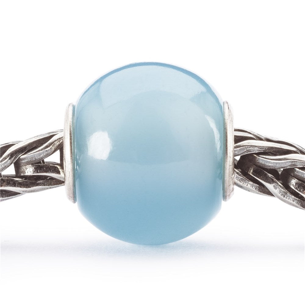 Trollbeads/Troldekugler Rund lyseblå agat kugle TSTBE-00037