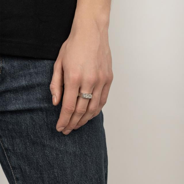 SON of NOA Sølv Ring med Rustik Plade 19250030956