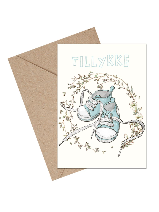 Tillykke Baby Dreng Coverse Sko Kort A6