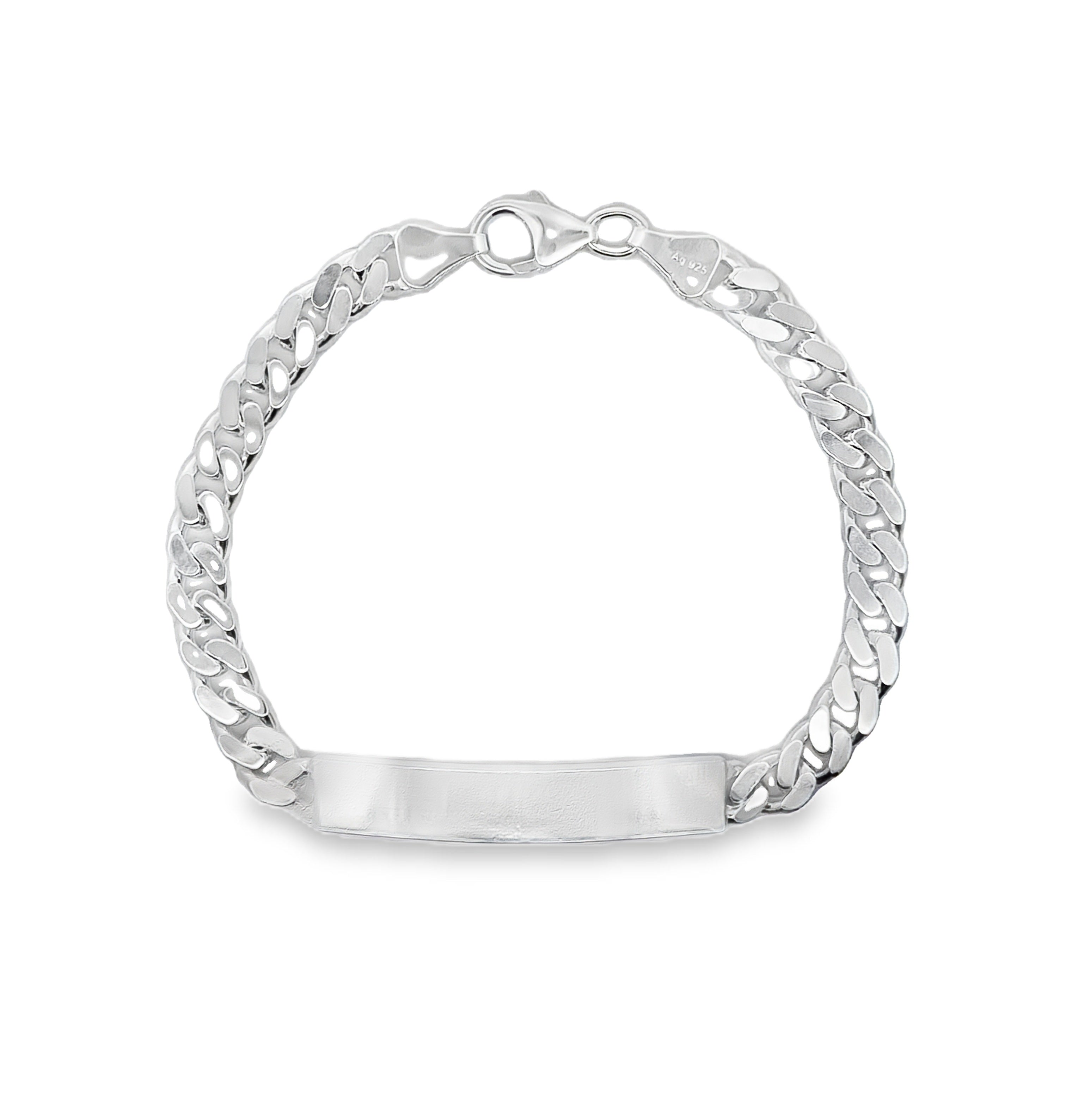 BNH Sølv Panser Armbånd med Plade 1,85/6,0mm - 18,5cm
