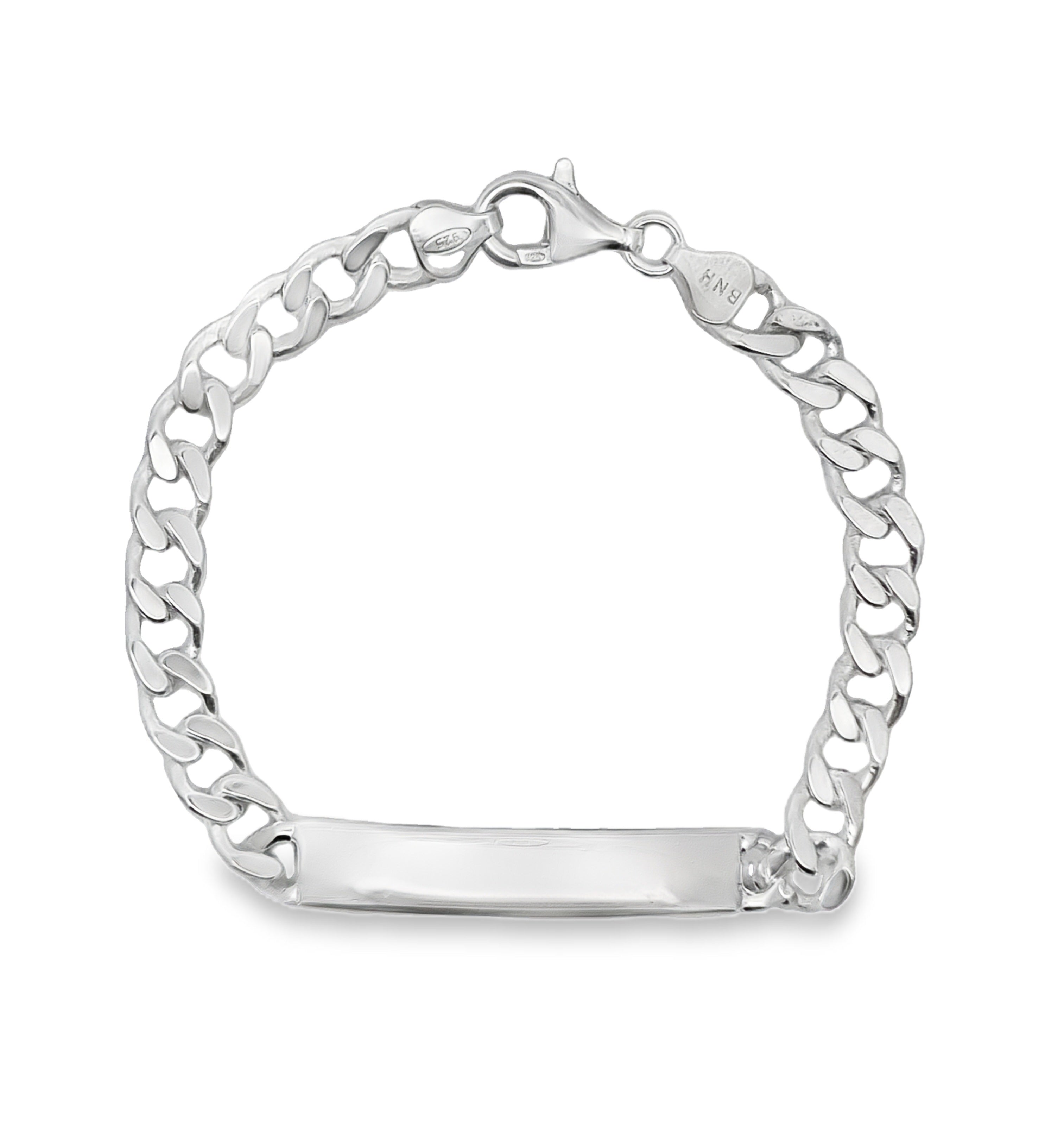BNH Sølv Panser Armbånd med Plade 2,05/6,6mm - 21cm